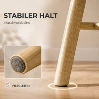 HOMCOM Esszimmerstühle 2er Set Küchenstühle Moderner Polsterstuhl mit Geschwungener Rückenlehne aus Kautschukholz für Esszimmer(m-7)