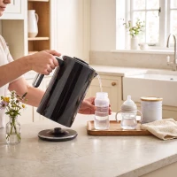 HOMCOM Electric Kettle, 1.7L Fast Boil 3000W Water Kettle with LED Display, Adjustable Temperature, Keep Warm Function, Black(m-9)