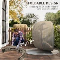 Outsunny Double Hanging Egg Chair 2 Seaters Texteline Swing Hammock Chair with Stand, Cushion and Folding Design, for Indoor and Outdoor, Brown(m-16)