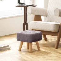 HOMCOM Fußhocker mit Polsterung, Leinenoptik, Holzbeine, bis 110 kg belastbar, Grau(m-10)