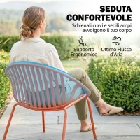 Outsunny Set Bistrot 3 Pezzi, Arredo Esterno Compatto in Metallo, Rosso Mattone(m-4)