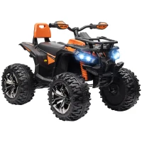 HOMCOM 12V Kinderfahrzeug mit Vorwärts-, Rückwärtsfunktion, MP3-Musikplayer, Scheinwerfer, 3-8 km/h, 3-5 Jahre, Orange(m-1)