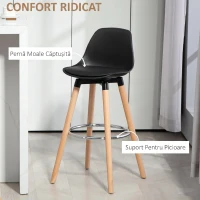 HOMCOM Set 2 Scaune de Bar Moderne din Piele Ecologică, Scaune Înalte de Bucătărie, Negru(m-5)