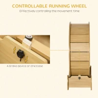 PawHut 30" Wooden Cat Running Wheel with Brake, Natural Wood Finish(m-6)