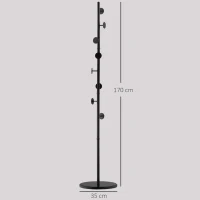 HOMCOM Coat Rack, Free Standing Hat Stand with 8 Hooks for Clothes, Hats, Steel Coat Stand with Marble Base for Entryway, Bedroom, Black(m-3)