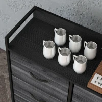 HOMCOM Rustic Chest of Six Fabric Drawers - Black(m-8)