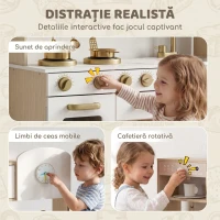 AIYAPLAY Bucătărie de Jucărie pentru Copii cu Plită, Robinet și Accesorii, MDF și Oțel Inoxidabil, 74 x 29 x 81 Cm, Alb(m-5)