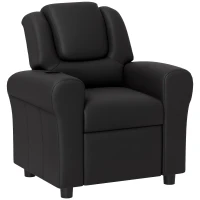 HOMCOM Kids Recliner Chair, PU Leather with Adjustable Backrest, Footrest, Padded Headrest, Black(m-11)