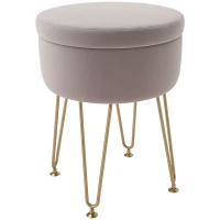 HOMCOM 5L Velvet-Feel Storage Ottoman - Light Pink(m-1)