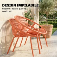 Outsunny Set Bistrot 3 Pezzi, Arredo Esterno Compatto in Metallo, Rosso Mattone(m-6)
