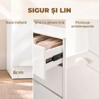 HOMCOM Comodă Alb Lucios cu 4 Sertare și șine Glisante(m-7)