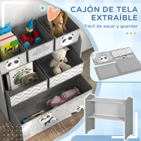 ZONEKIZ Organizador de Juguetes para Niños Estantería para Juguetes con 6 Cajas de Tela no Tejida Extraíbles 63x30x66 cm Gris(m-5)
