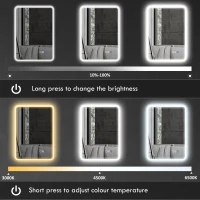 HOMCOM 50 x 70 cm Backlit Illuminated Bathroom Mirror with LED Lights and Bluetooth - Silver Tone(m-6)
