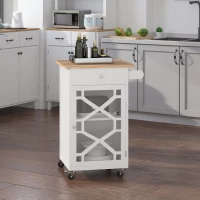 HOMCOM Chariot de service - desserte de cuisine à roulettes - tiroir, placard, porte-serviette -  blanc(m-10)
