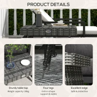 Outsunny Foldable Outdoor Side Table, Rattan Garden Coffee Table with Steel Frame, Space Saving Bistro Garden Furniture for Patio, Balcony, 60 x 41 x 41 cm, Mixed Grey(m-7)