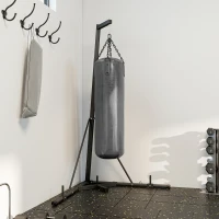 SPORTNOW Soporte para Saco de Boxeo Plegable con Altura Ajustable para Entrenamiento en Casa Carga 60 kg 170x90x182-225 cm Negro(m-8)