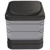 Outsunny WC Portabil pentru Camping cu 12 Pachete Coagulante și 12 Pungi de Eliminare, 42x46x43,5 cm, Gri și Negru(m-12)