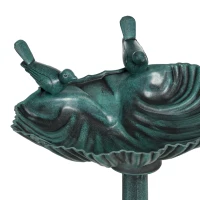 Outsunny Bain d'oiseaux abreuvoir antique 81 cm avec base de jardinière, mangeoire et bassin à oiseaux sur pied, bronze vert(m-8)