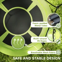 AIYAPLAY 100cm Diameter Nest Seat for Kids with Height Adjustable Hanging Ropes for Outdoor, Playground, Garden, Green(m-4)