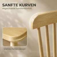 HOMCOM Esszimmerstühle 2er Set Küchenstühle Moderner Polsterstuhl mit Geschwungener Rückenlehne aus Kautschukholz für Esszimmer(m-5)