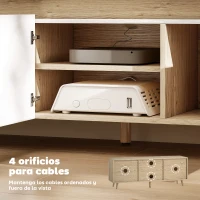 HOMCOM Mesa de TV para Salón con 3 Puertas para Televisión de 55 Pulgadas Estilo Moderno 120x35x45,5 cm Roble y Blanco(m-6)