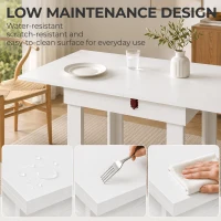 HOMCOM Folding Dining Table Under-Table Storage Extendable Kitchen Table Steel Rail White(m-7)