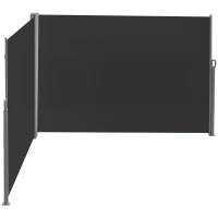 Outsunny Double Store latéral Brise-Vue paravent rétractable dim. 6L x 1,80H m Polyester Anti-UV Gris et noir(m-11)