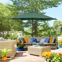 Outsunny Parasol de Terraza con Mástil de Aluminio Techo de Ventilación y Poste Desmontable Impermeable para Patio Verde(m-10)
