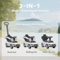 AIYAPLAY 2 in 1 Baby Ride on Push Car Mercedes-Benz C-Class Licensed Walker Foot to Floor Push-Along with Removable Handle, White(m-4)