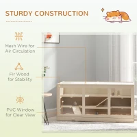 PawHut Wooden Hamster Cage, Small Animals Hutch with Tray, Openable Top, Exercise Play House Pen, 115L x 57W x 55Hcm, Natural(m-6)