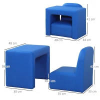 HOMCOM 2 In 1 Toddler Sofa Chair,  48 x 44 x 41 cm, for Game Relax Playroom, Blue(m-3)