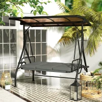 Outsunny Convertible Three-Seater Swing Bench Bed - Dark Grey(m-10)