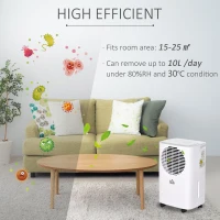 HOMCOM 10L/Day 2000ml Portable Dehumidifier with Humidity Display, 2 Speed Modes, Continuous Drainage and 24 Hour Timer for Bedroom, Living Room(m-4)