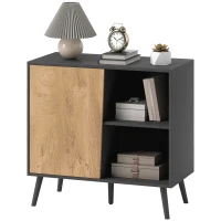 HOMCOM Comodă modernă cu dulap și spațiu de depozitare, din lemn, 80x39x76 cm, gri închis(m-12)