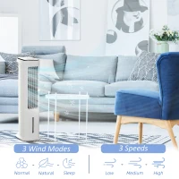 HOMCOM Evaporative Air Cooler, 5L Water Tank Oscillating Ice Cooling Fan with 3 Modes, 3 Speeds, 10H Timer, Detachable & Washable Filter, LED Display & Remote Control and Oscillation, White(m-5)