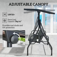 Outsunny Convertible Three-Seater Swing Bench Bed - Dark Grey(m-5)