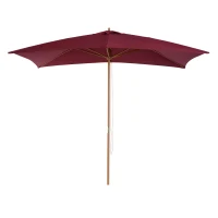 Outsunny Parasol Droit parasol de jardin rectangulaire Bois Polyester Haute densité 3 x 2 m Rouge Bordeaux(m-11)