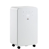 HOMCOM 2000mL Portable Dehumidifier with Air Purifier, 24H Timer, 5 Modes, 12L/Day, for Home Laundry, White(m-1)