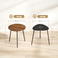 HOMCOM Set 2 Mese de Cafea Suprapozabile cu Cadru din Metal pentru Living și Birou, Nuc și Negru(m-3)