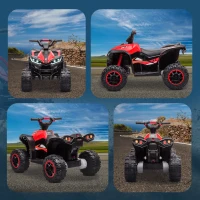 HOMCOM Quad Elettrico per Bambini 12V, 2 Velocità, Ruote Larghe con Clacson e Fari LED, Età 3-5 Anni, Rosso(m-9)