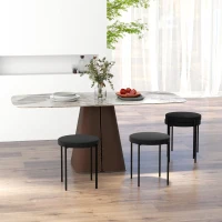 HOMCOM Set 4 Sgabelli Bassi e Rotondi in Metallo e Tessuto Effetto Velluto, 41.5x41.5x46 cm, Nero(m-2)