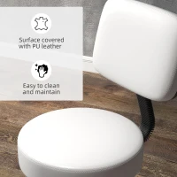 HOMCOM Beautician's Swivel Salon Chair w/ Padded Seat Back 5 Wheels Adjustable Height Salon Hairdressers Tattoo Spa Rolling Cushion Professional 48cm White(m-4)
