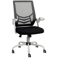 Vinsetto Mesh Office Chair, Computer Desk Chair with Flip-up Armrests, Lumbar Back Support and Swivel Wheels, Black(m-11)
