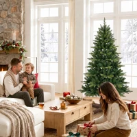 HOMCOM Artificial Christmas Tree, Hinged Xmas Tree with 1620 PE & PVC Branch Tips, 5ft, Green(m-9)
