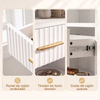 HOMCOM Estantería para Libros Alta y Estrecha Librería de 7 Niveles con Cajón 6 Compartimentos Abiertos 60x24x182 cm Blanco(m-6)