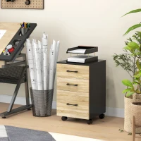 HOMCOM Cajonera de Oficina Mueble Archivador con Ruedas y Cajones y Barra Colgante para Archivos 40x42x65 cm Roble y Negro(m-10)