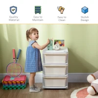 HOMCOM Three-Tier Kids Storage Boxes, with Three Drawers - White(m-7)