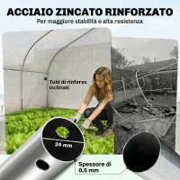 Outsunny Serra da Giardino 4x3m a Tunnel con Copertura in PE, Porta e 8 Finestre Avvolgibili, Bianco(m-7)