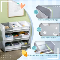 ZONEKIZ Kids Storage Rack, with Nine Removable Baskets, for Nursery, Bedroom, Playroom - Grey(m-5)