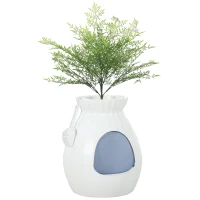 PawHut Lettiera per Gatti Antiodore a forma di Vaso con Paletta, in ABS e Acciaio Inox, 50x48.5x58.7 cm, Bianco(m-1)